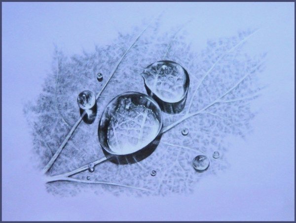 Капля воды простым карандашом