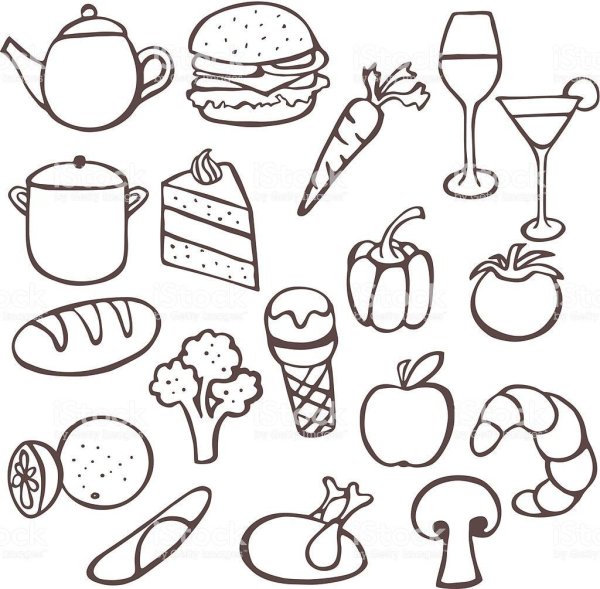 Раскраска маленькая еда