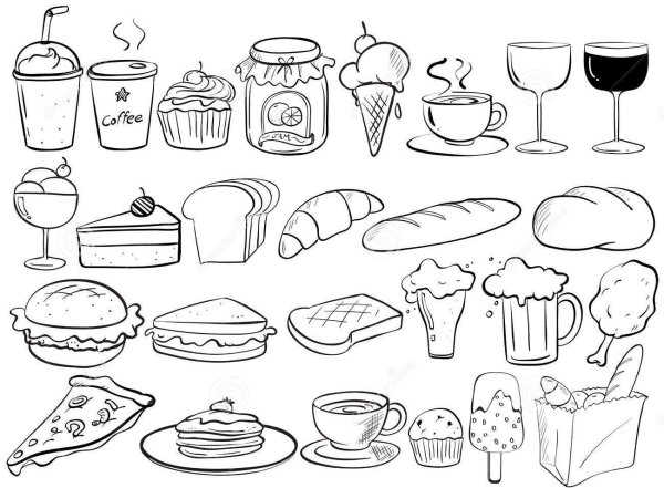 Раскраска еда для кукол