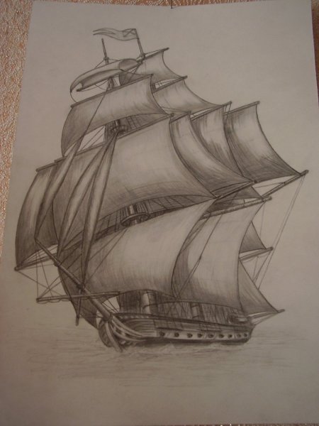 Карандашный набросок корабля