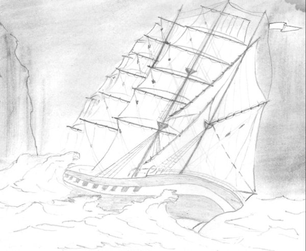 Титаник рисунок карандашом