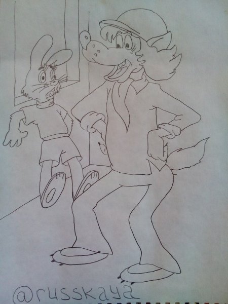 Как нарисовать зайца и волка легко