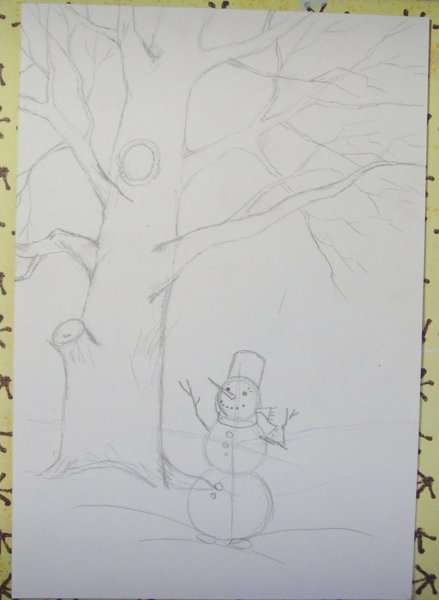Рисунок на тему зима карандашом