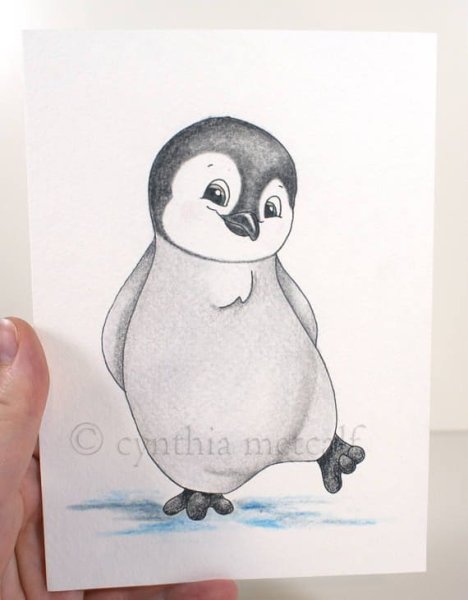 Пингвин рисунок карандашом