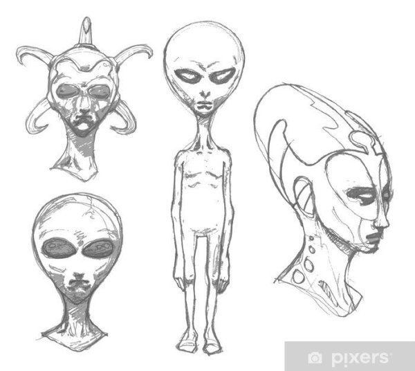 Рисунок инопланетянина для детей карандашом