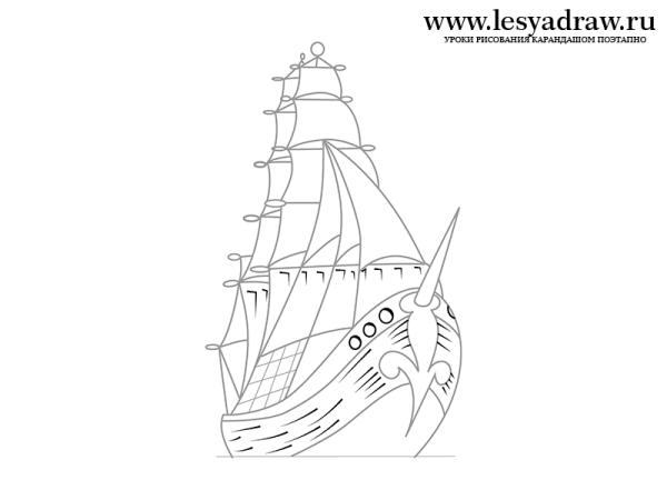 Корабль рисунок карандашом легкий для начинающих