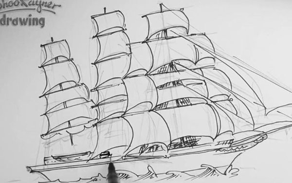Корабль карандашом