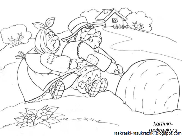 Раскраска сказки Репка всех персонажей