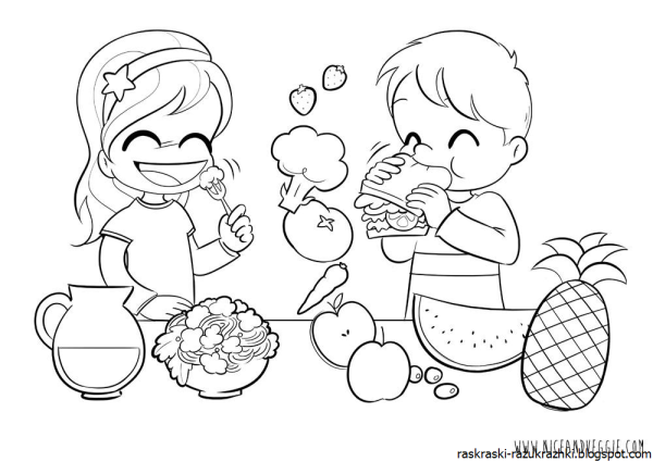 Здоровое питание раскраска