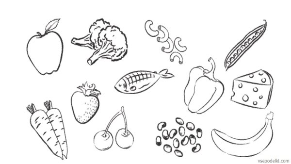 Продукты питания раскраска для детей