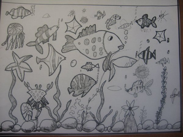 Аквариум карандашом