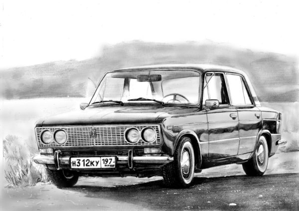 Жигули рисунок карандашом