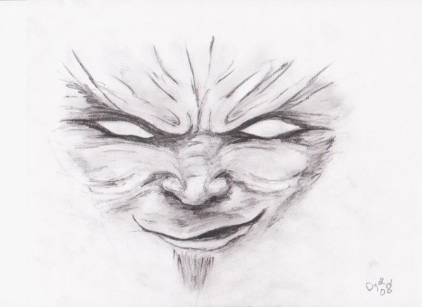 Злое лицо карандашом