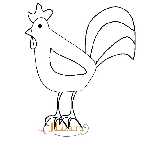 Петух рисунок для детей легкий
