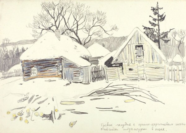 Зимний пейзаж набросок