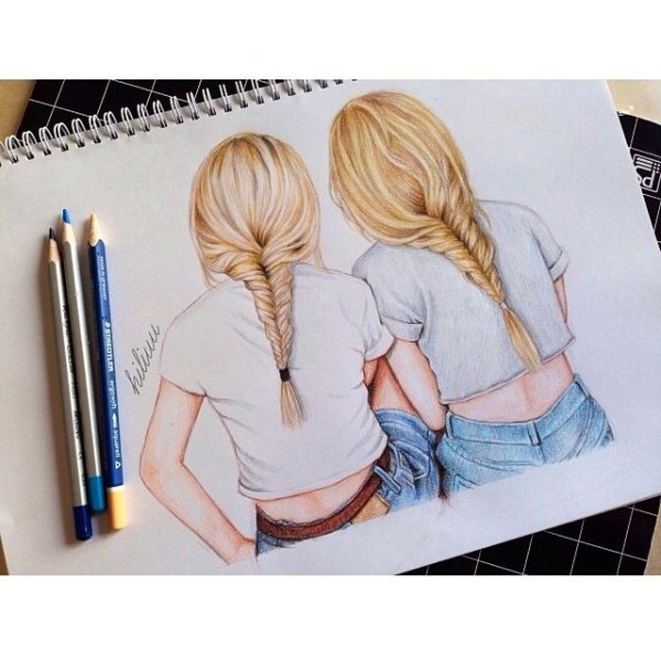 Рисунки карандашом подруги