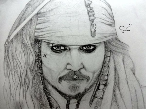 Капитан Джек Воробей рисунок для срисовки