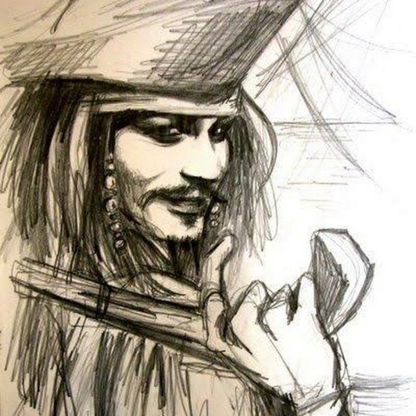 Капитан Джек Воробей для срисовки