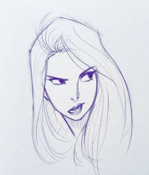 Лицо девушки рисунок карандашом