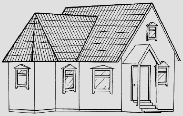 Крыши домов карандашом