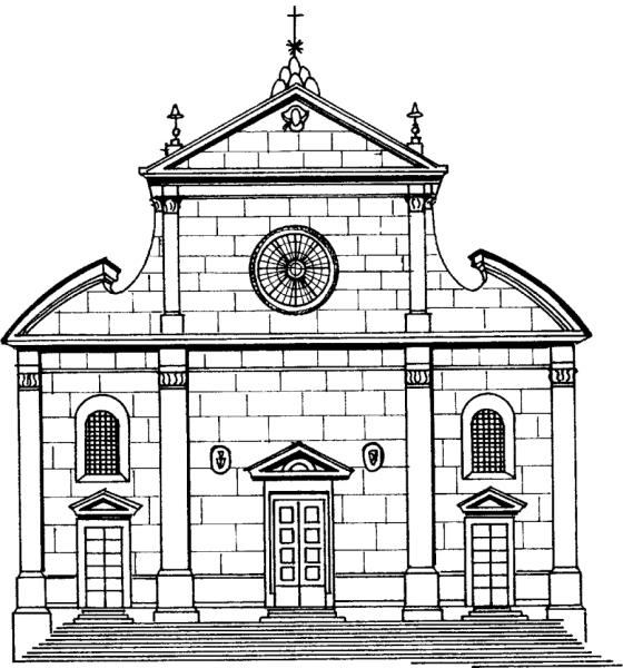 Фасад церкви Санта-Мария дель Пополо.