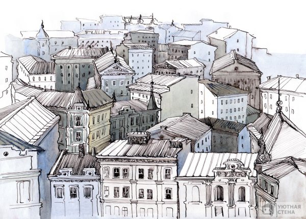 Крыши домов Наброски