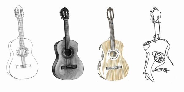 Тату гитара эскиз