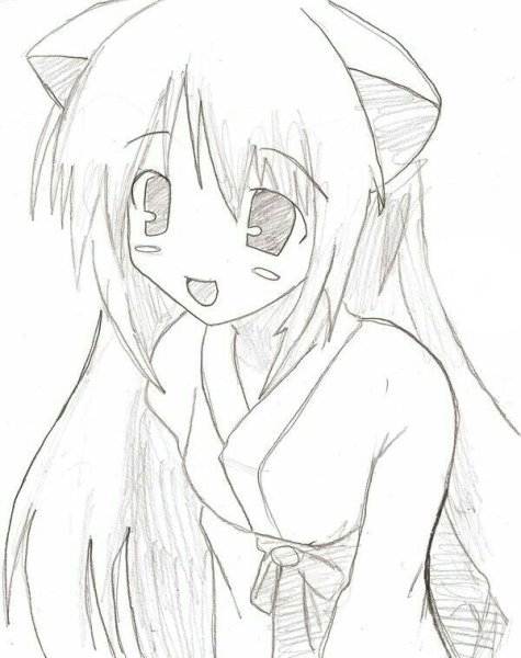 Неко карандашом для срисовки