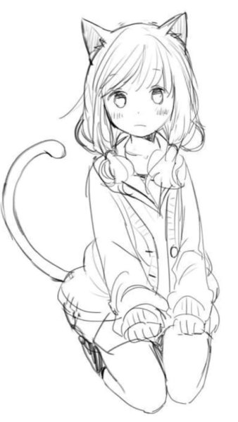 Раскраска аниме девочки с ушками