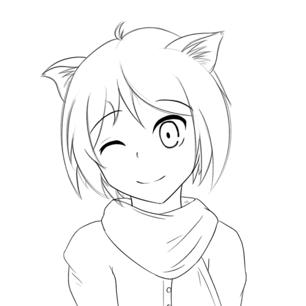 Наброски аниме кошки