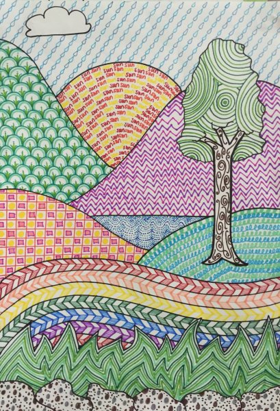 Пейзаж фломастерами