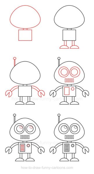 Поэтапное рисование робота