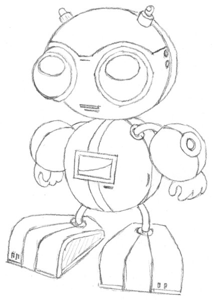 Нарисованный робот сбоку