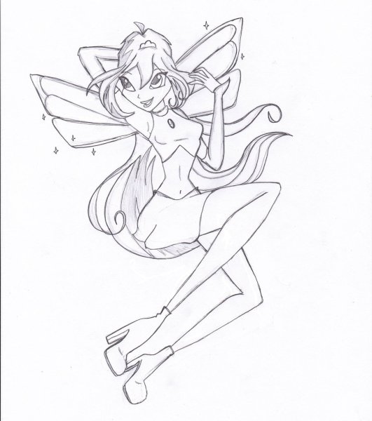 Винкс Флора и геля раскраска