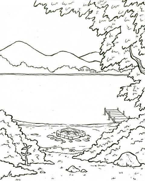 Озеро раскраска