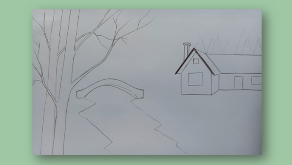 Иллюстрация к стихотворению зимнее утро карандашами