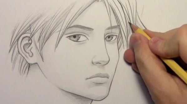 Портрет аниме парня карандашом
