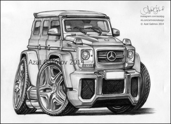 Нарисовать Мерседес Бенц g63 AMG