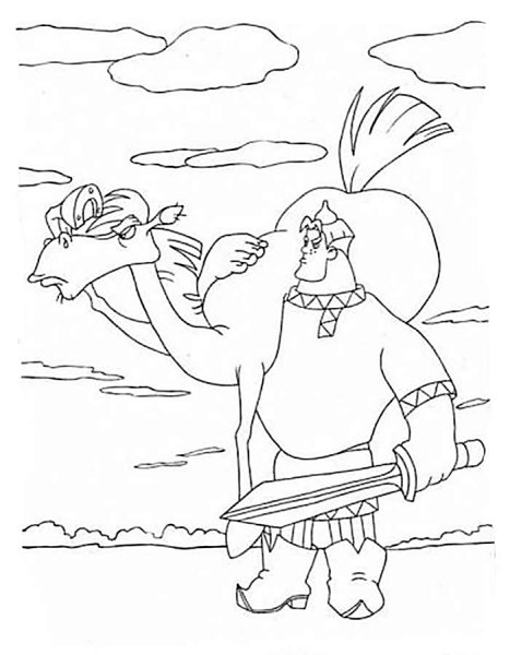 Алеша Попович и Тугарин раскраска