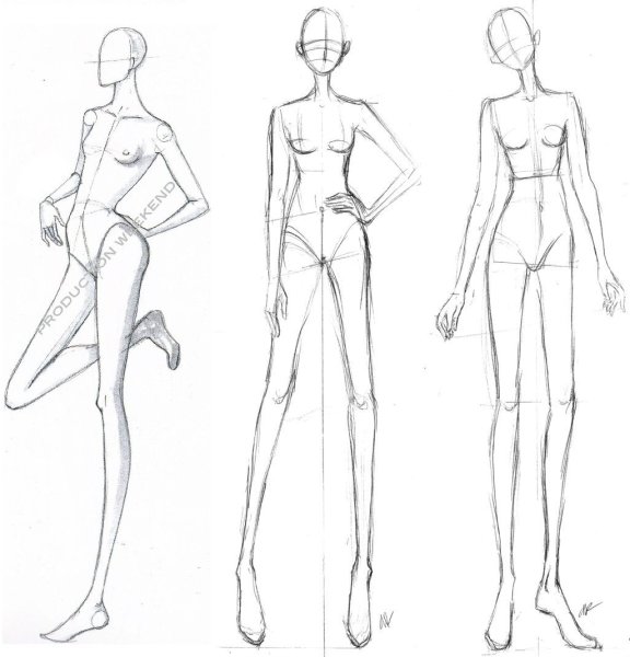 Женский силуэт для рисования одежды