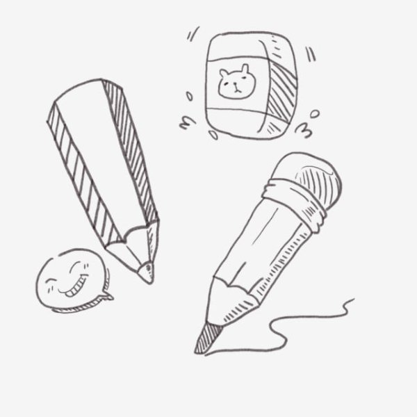 Карандаш и ластик на прозрачном фоне