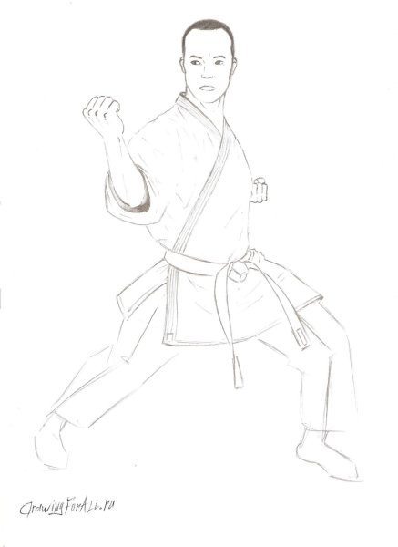 Пошагово нарисовать каратиста