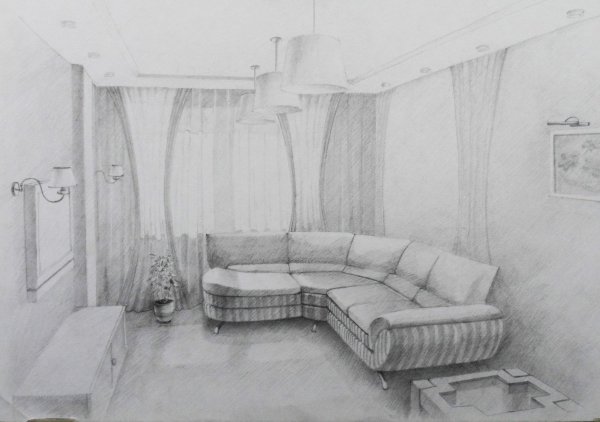 Интерьер карандашом