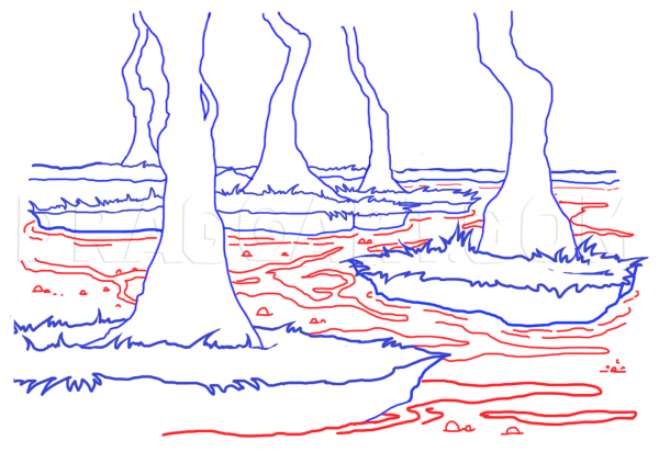 Болото рисунок карандашом