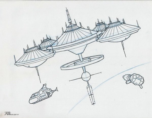 Зарисовка летательного космического аппарата