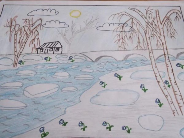 Нарисовать весну карандашом