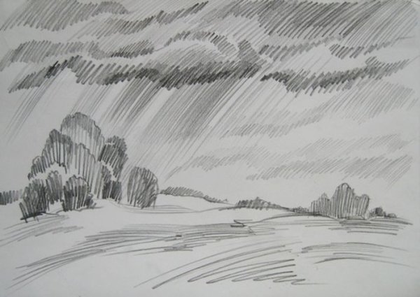 Пейзаж в графике легкий