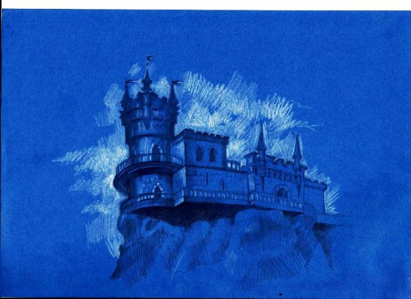 Ласточкино гнездо Крым карандашом