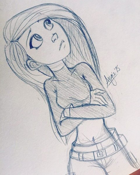 Мультяшные девочки карандашом