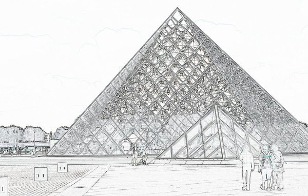 Рисунок Лувра карандашом